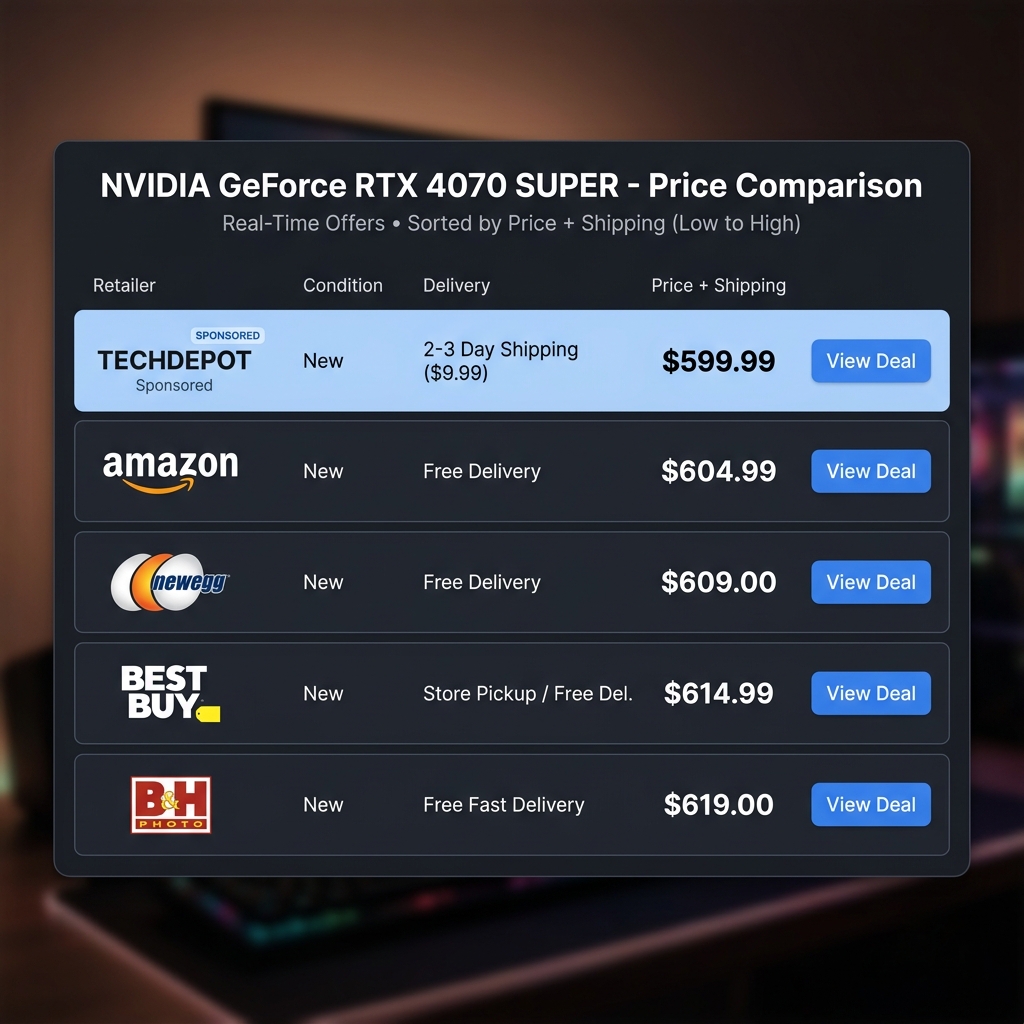 Screenshot: Comparison between Organic Price Ranking and clearly labeled Sponsored Slots